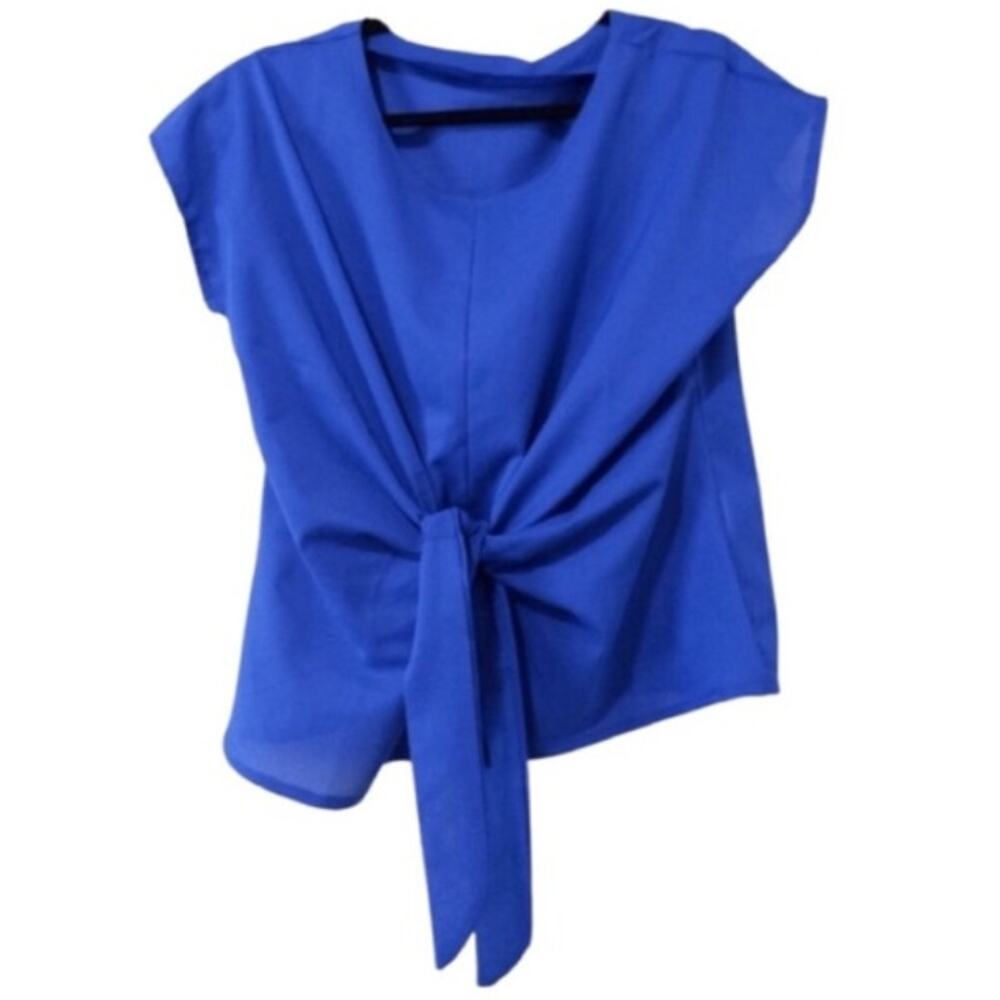 Blue front waist bow